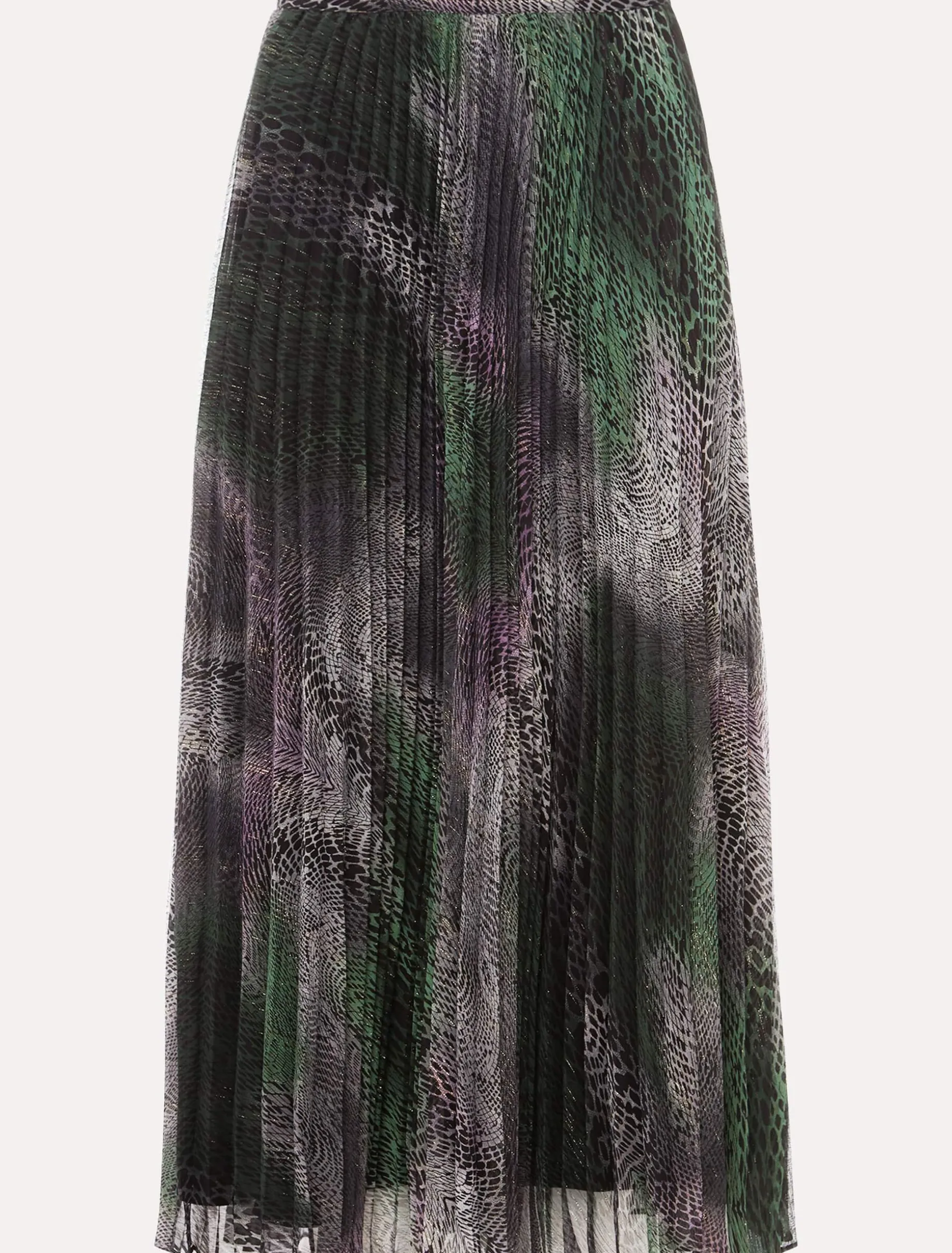 Camina Snake Print Pleated Maxi Skirt