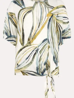 Caraline Linen Botanical Print Top