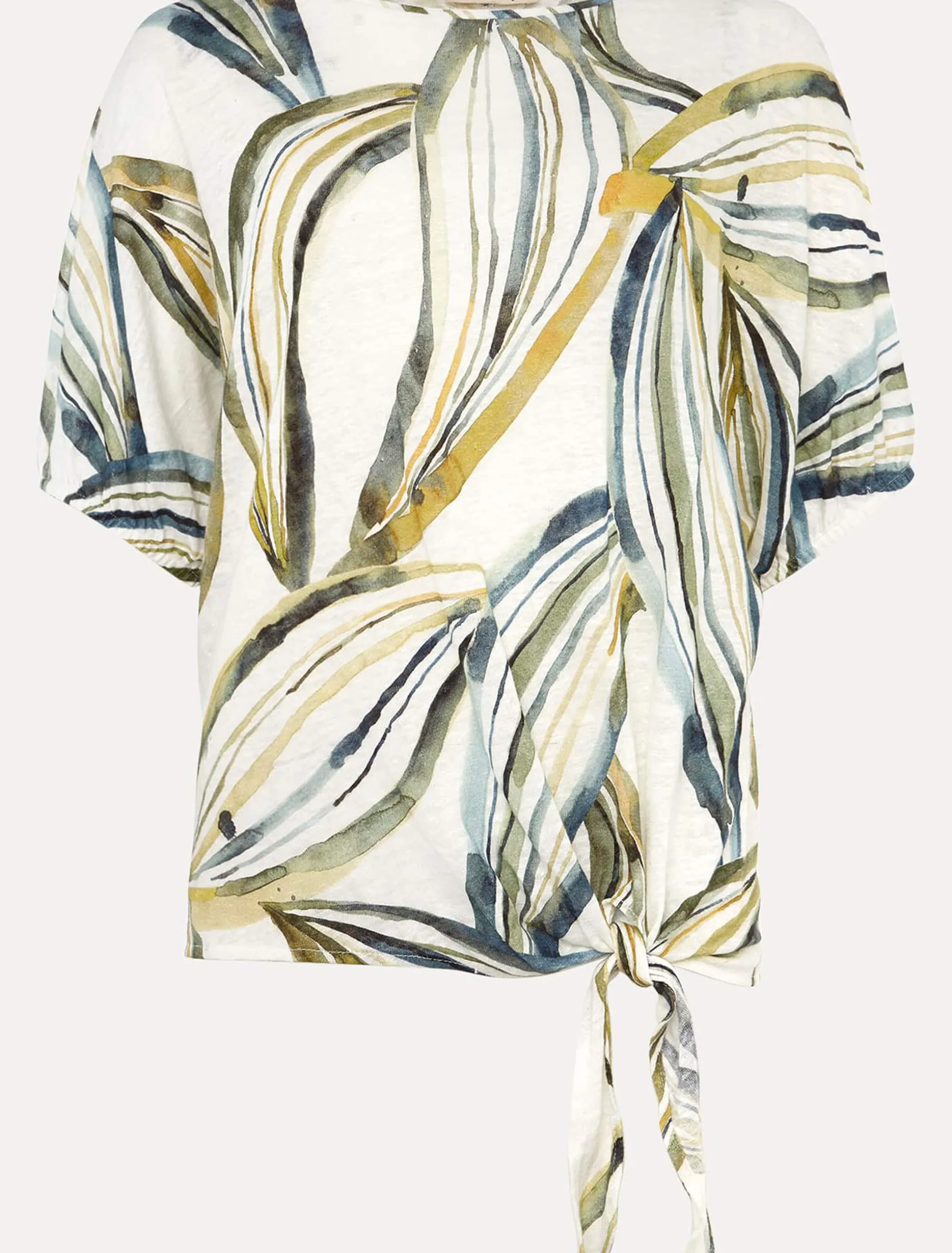 Caraline Linen Botanical Print Top