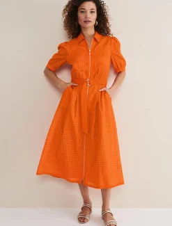 Carey Checked Textured Midi Dress