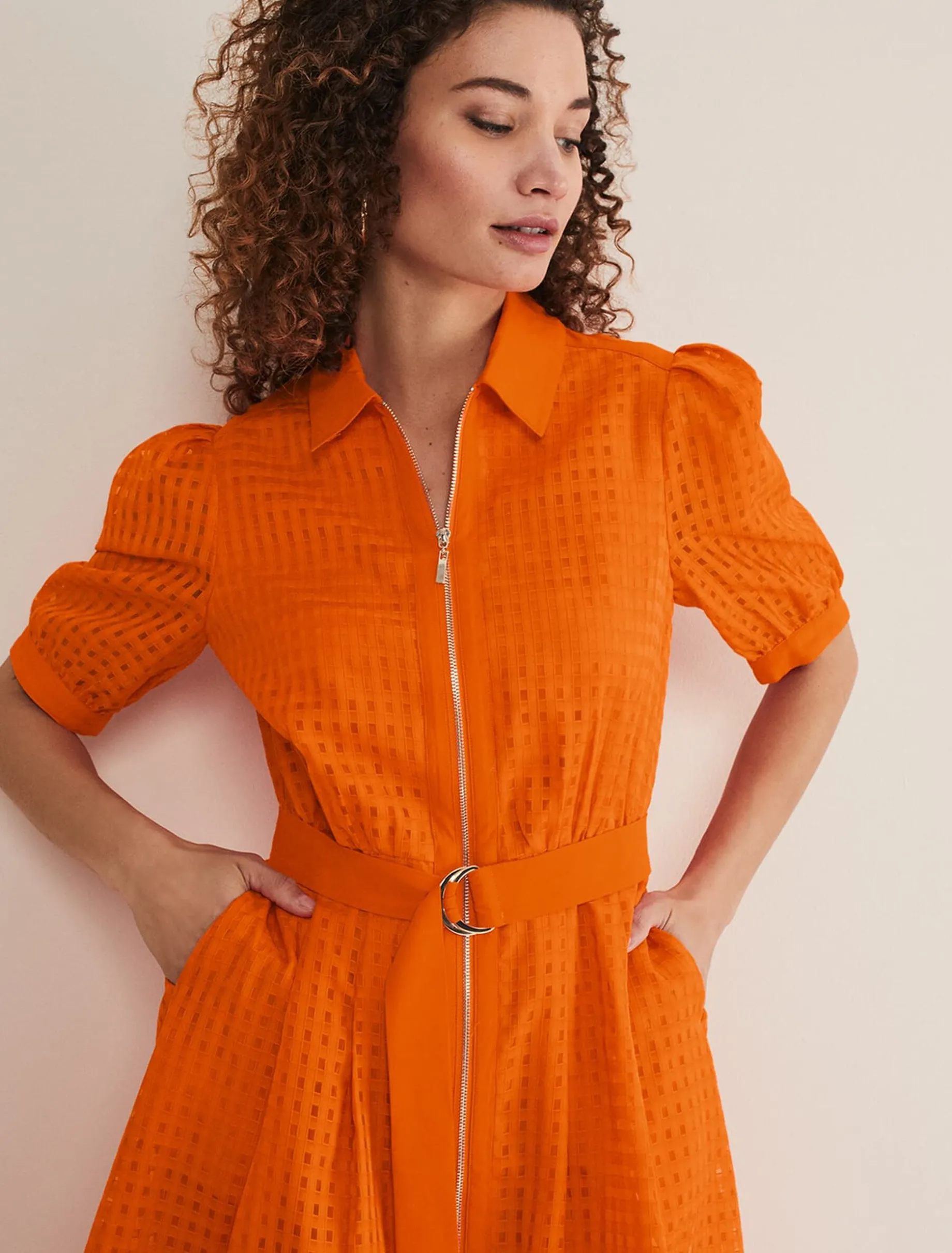 Carey Checked Textured Midi Dress