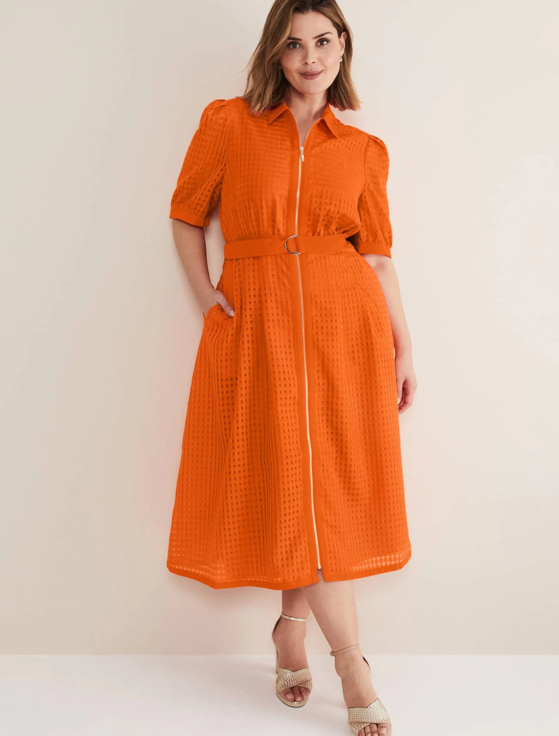Carey Checked Textured Midi Dress