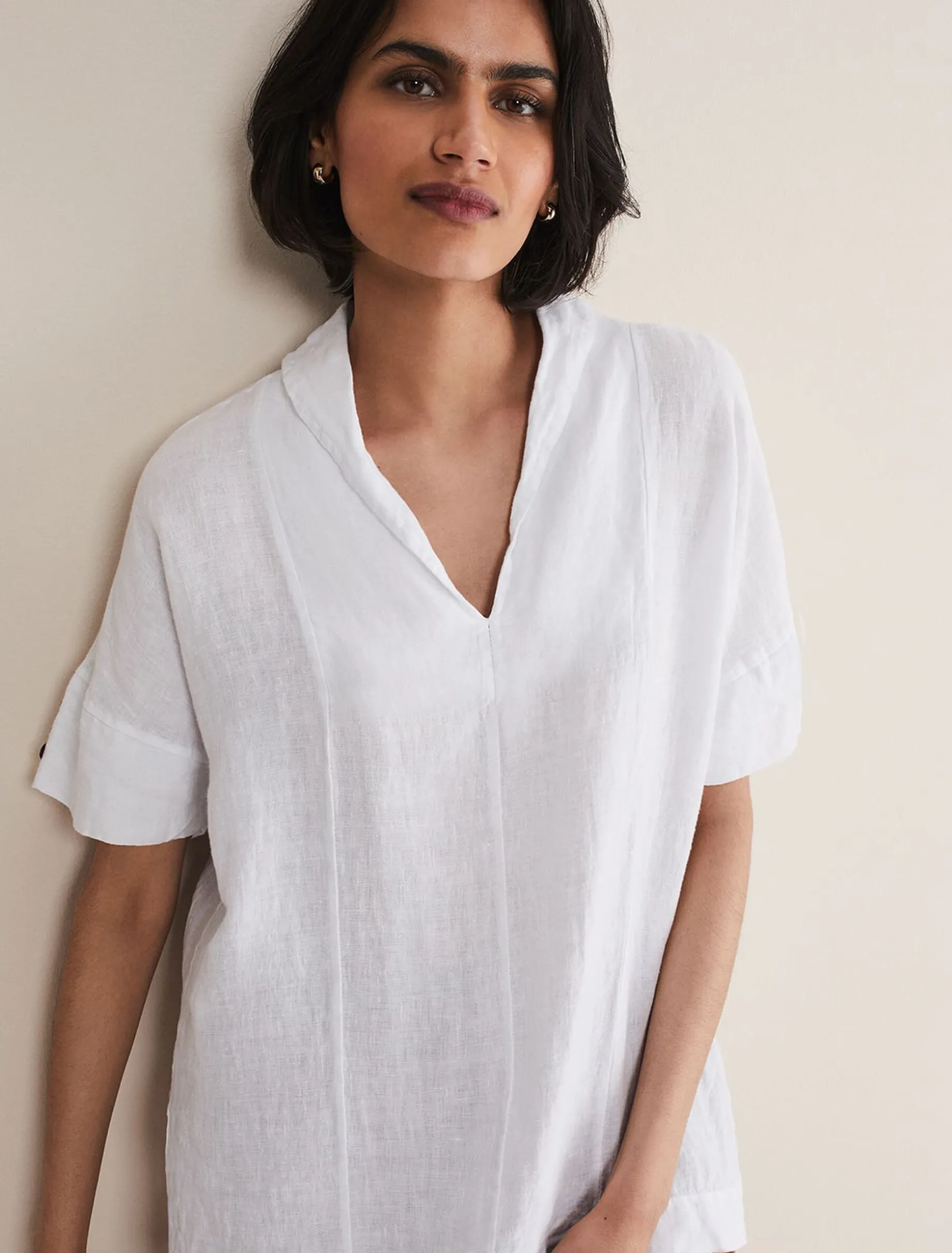 Carita V-Neck Linen Blouse