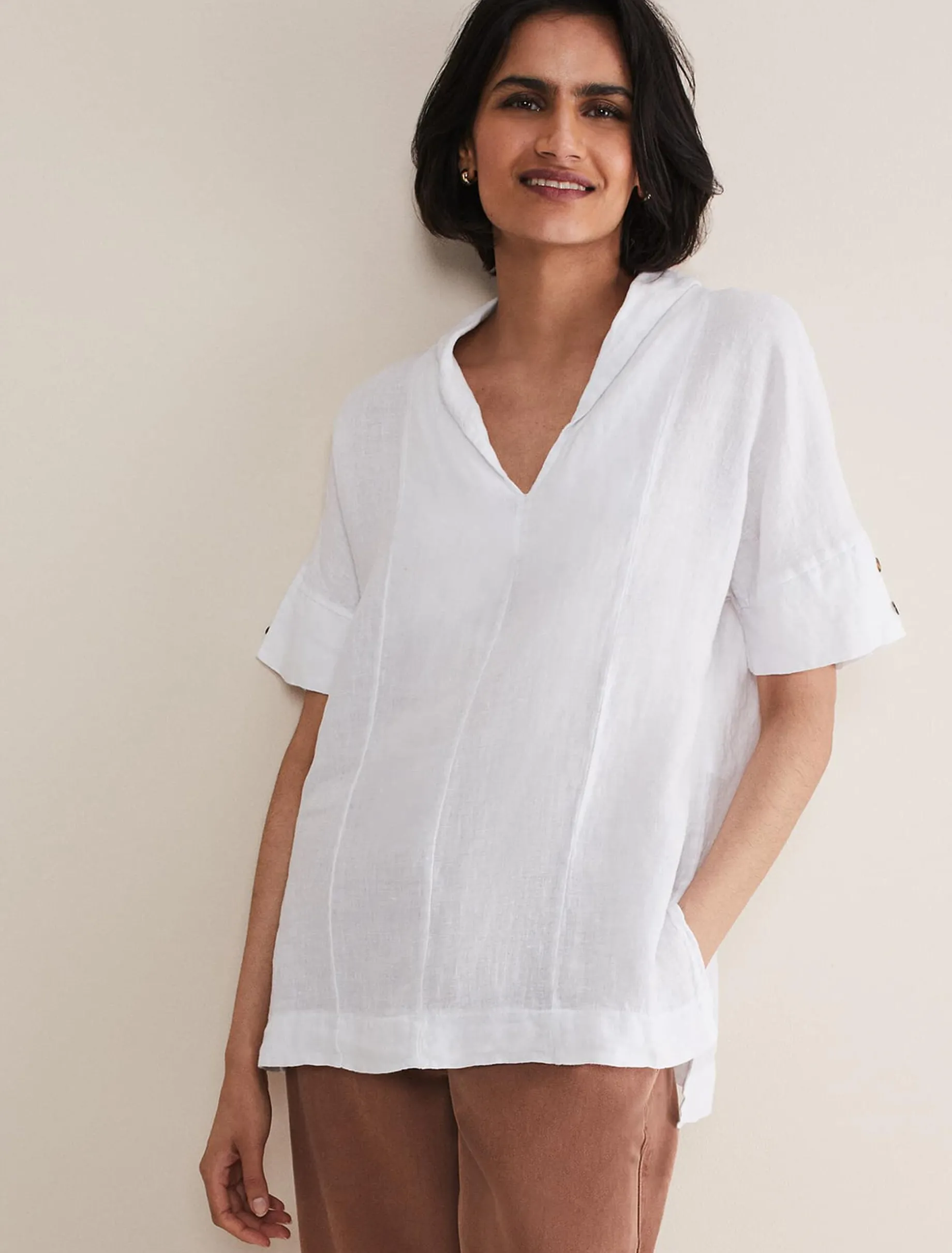 Carita V-Neck Linen Blouse