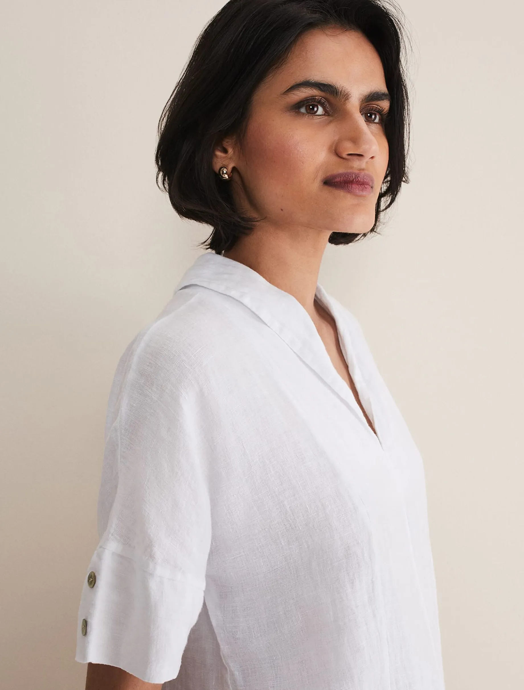 Carita V-Neck Linen Blouse