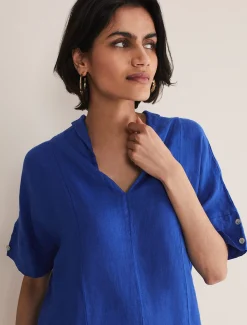 Carita V-Neck Linen Blouse