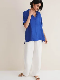 Carita V-Neck Linen Blouse