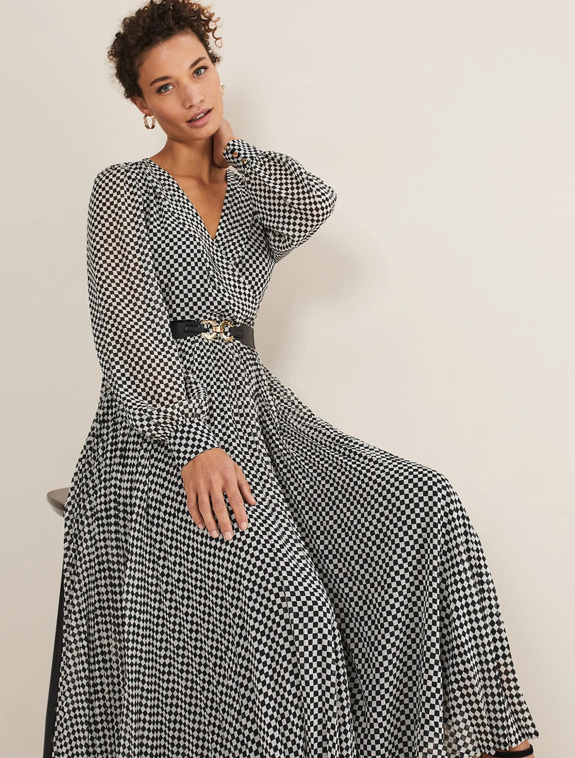 Carmen Checked Midaxi Dress