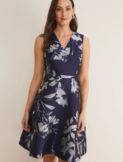 Cassy Jaquard Floral Midi Dress