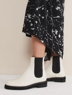 Casual Leather Pull On Ankle Boots