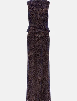 Catalina Leopard Velvet Maxi Dress