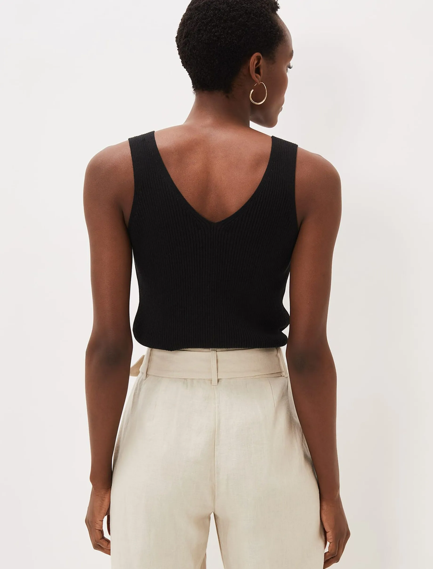 Celine Ribbed Button Vest Top