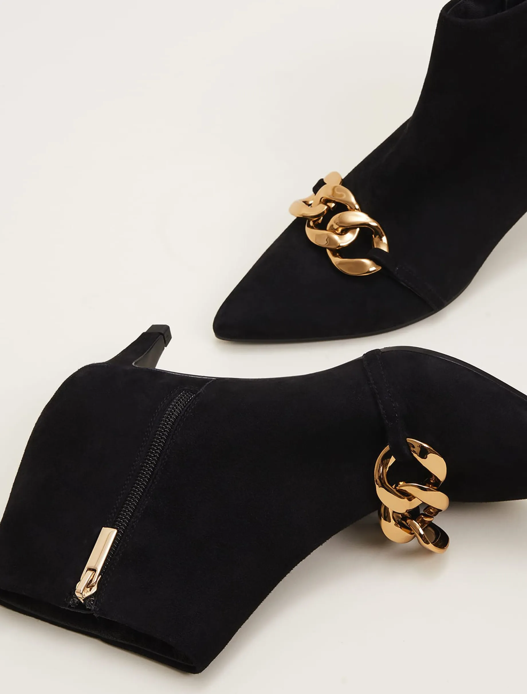 Chain Front Kitten Heel Boot