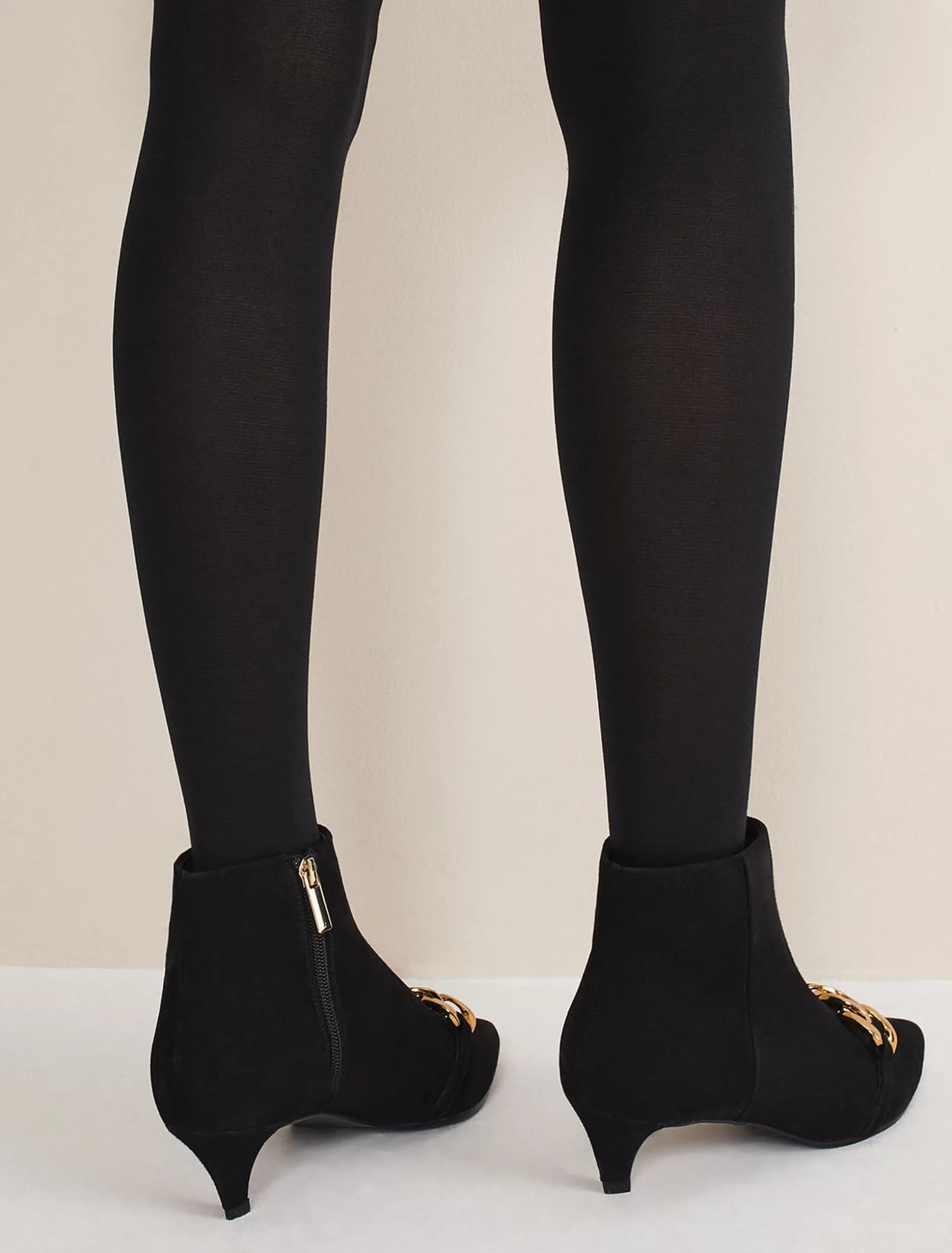 Chain Front Kitten Heel Boot