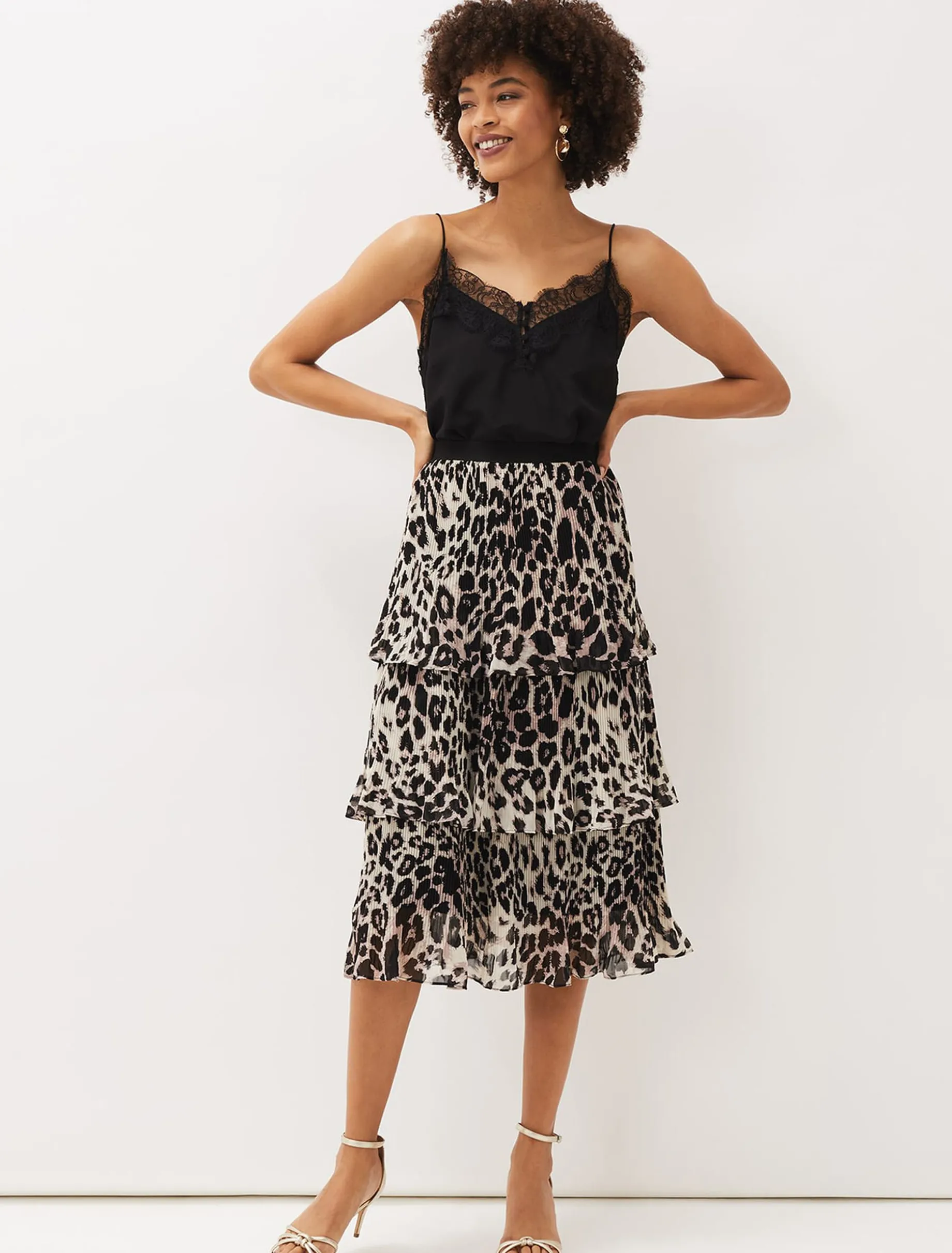 Chelsie Leopard Tiered Skirt
