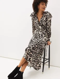 Chelsie Leopard Wrap Dress