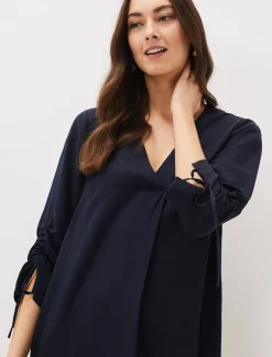 Cieara Tie Detail Sleeve Tunic Dress