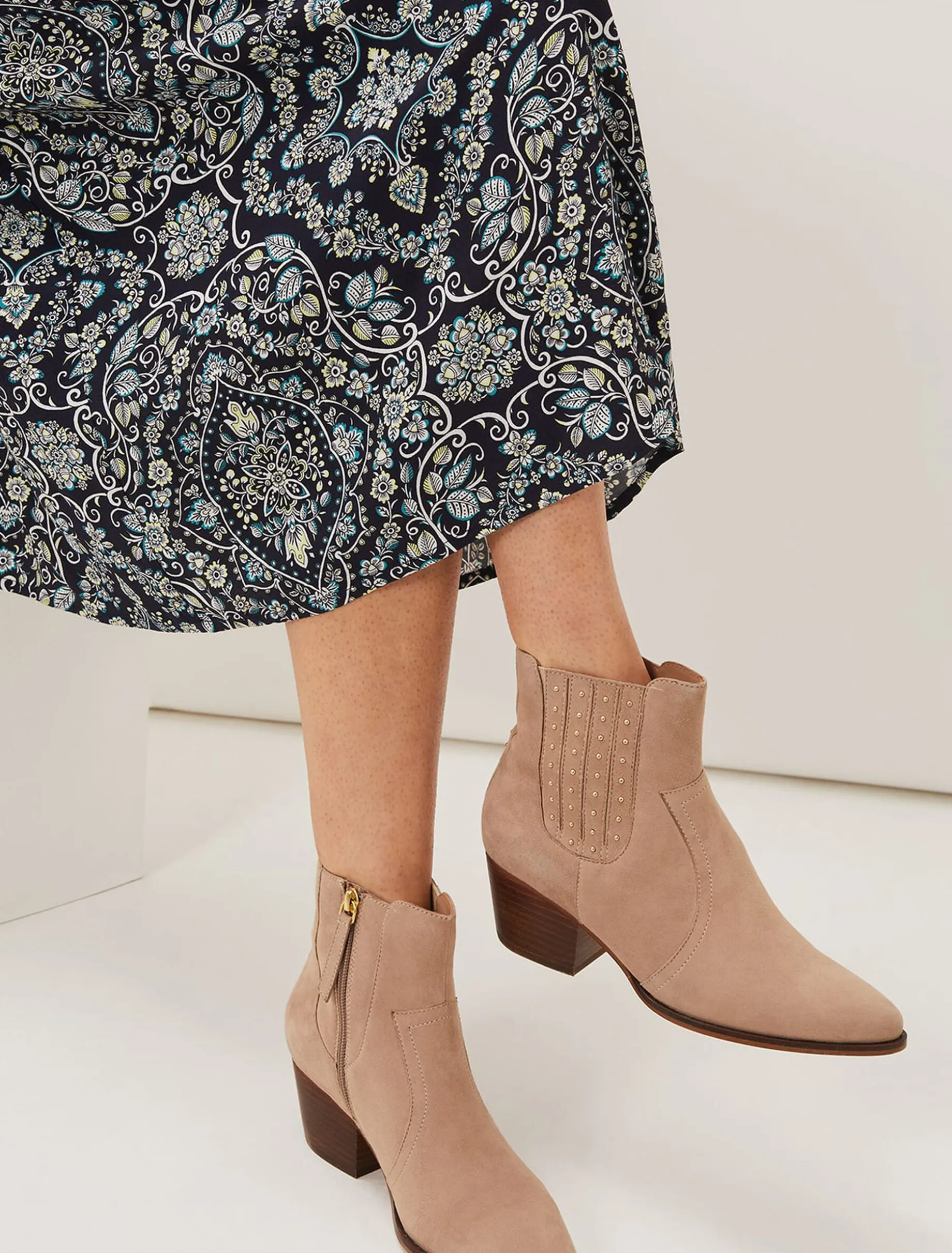 Cowboy Suede Ankle Boots