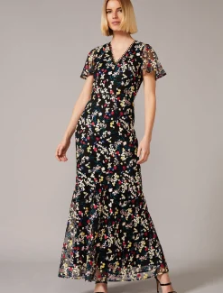 Daiva Embroidered Fishtail Dress