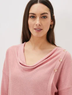 Dana Cowl Neck Button Trim Knit