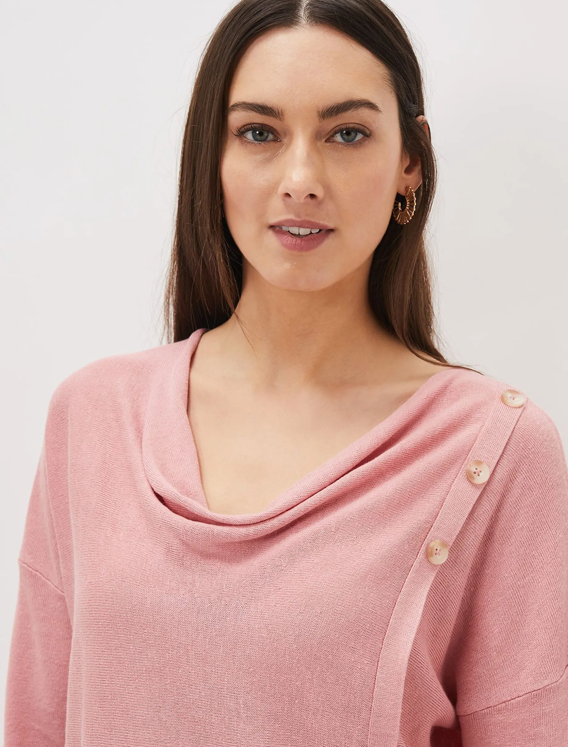 Dana Cowl Neck Button Trim Knit