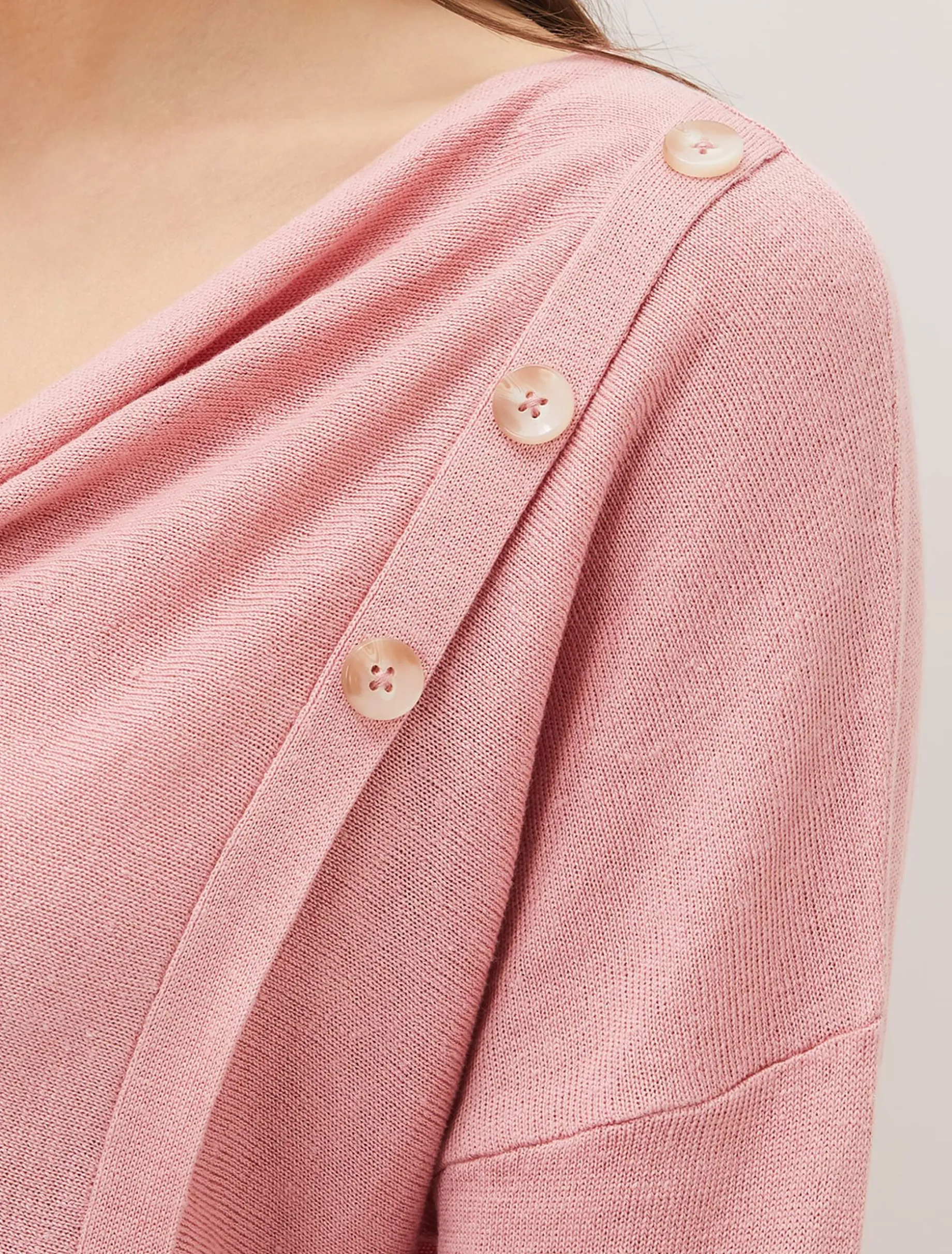 Dana Cowl Neck Button Trim Knit