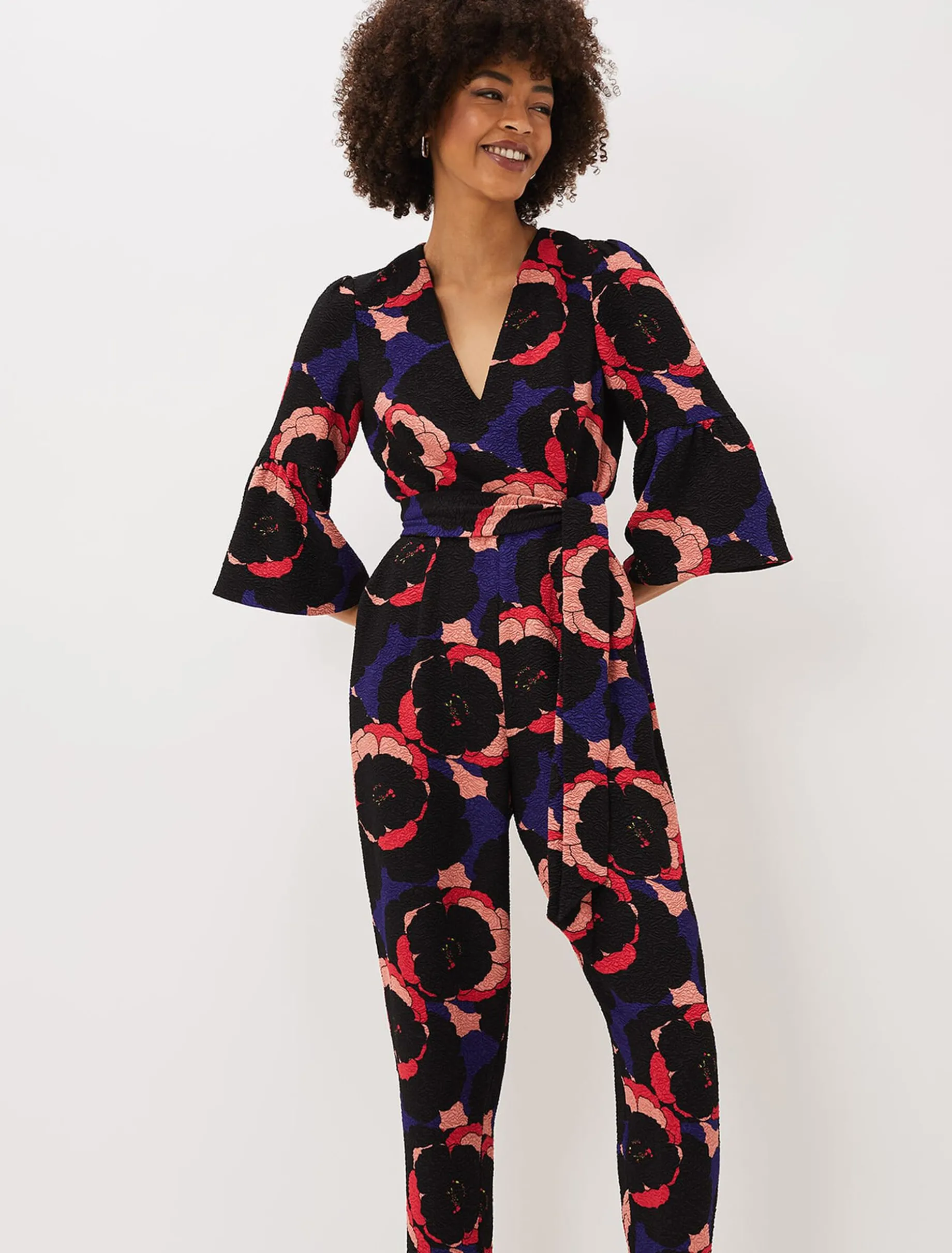 Darcey Floral Textured Tapered Jumpsuit