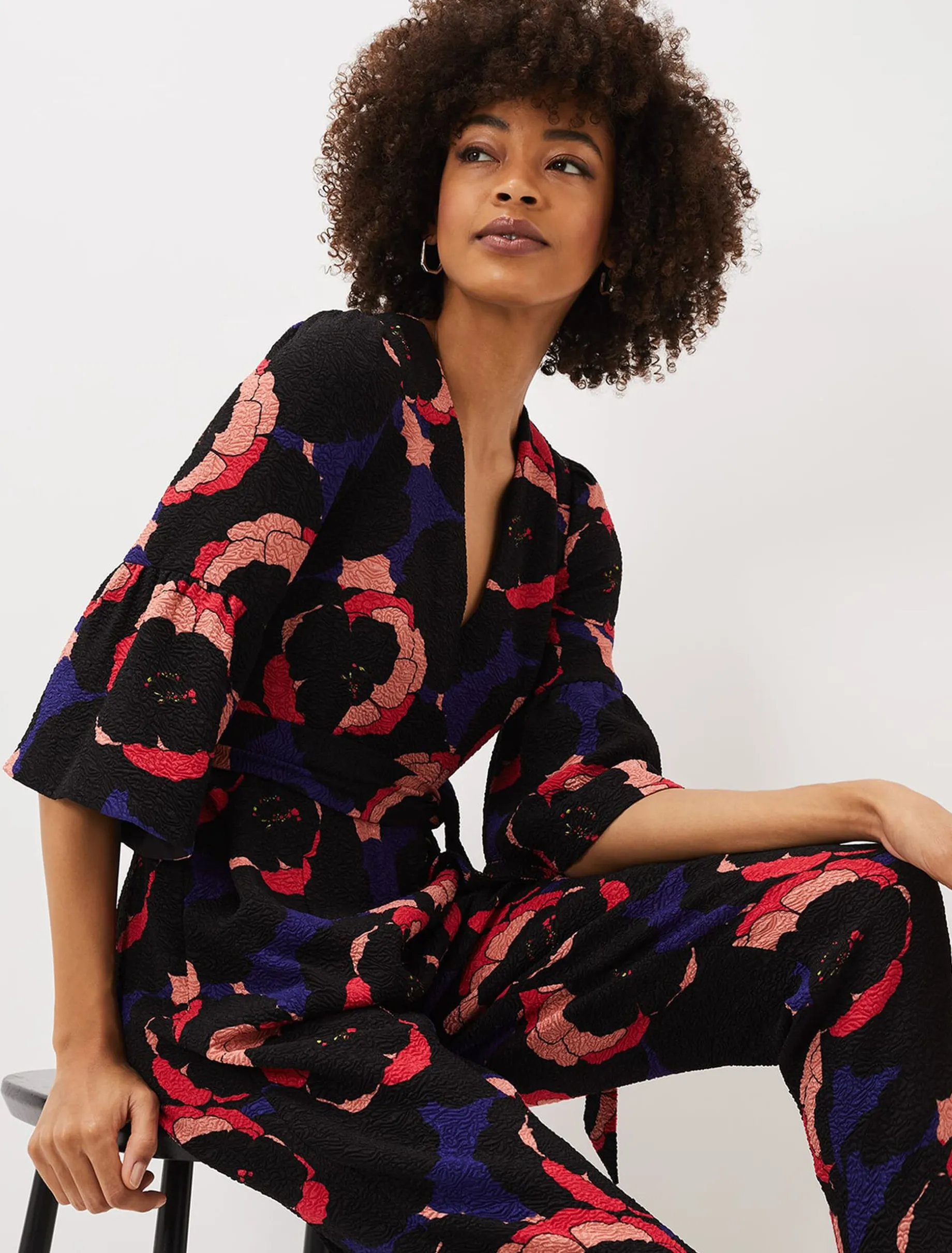 Darcey Floral Textured Tapered Jumpsuit