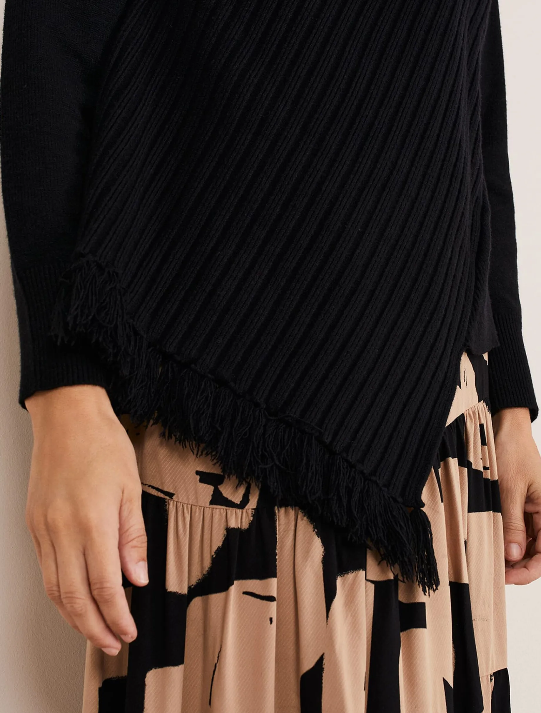 Darcy Cosy Asymmetric Fringe Knit