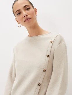 Dasha Button Detail Asymmetric Hem Top