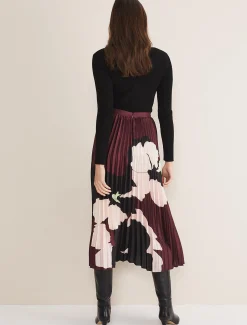 Delanie Satin Pleated Skirt