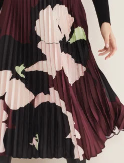 Delanie Satin Pleated Skirt