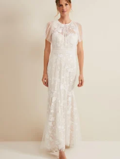 Delilah Mesh Embroidered Maxi Wedding Dress