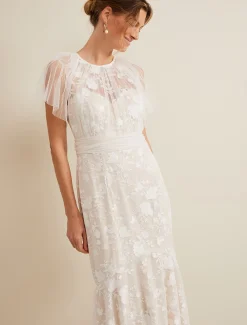 Delilah Mesh Embroidered Maxi Wedding Dress