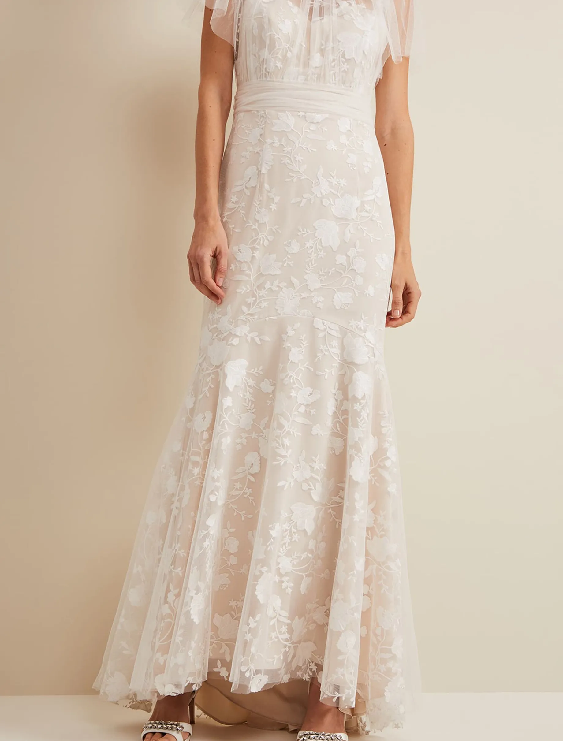 Delilah Mesh Embroidered Maxi Wedding Dress