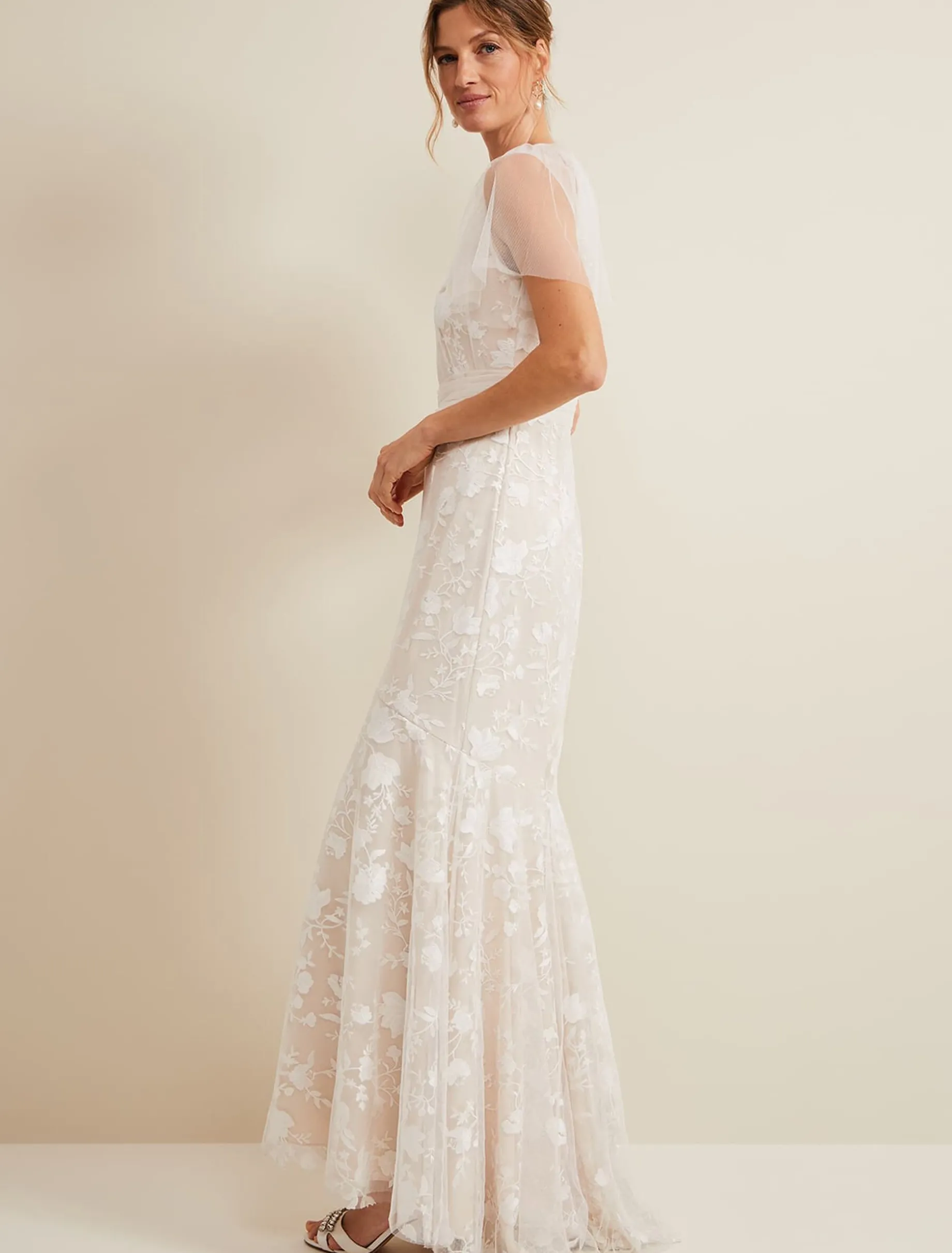 Delilah Mesh Embroidered Maxi Wedding Dress