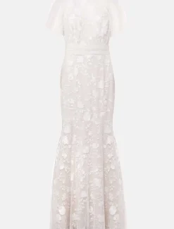 Delilah Mesh Embroidered Maxi Wedding Dress