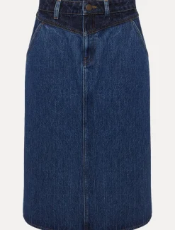 Delta Two Tone Denim Midi Skirt