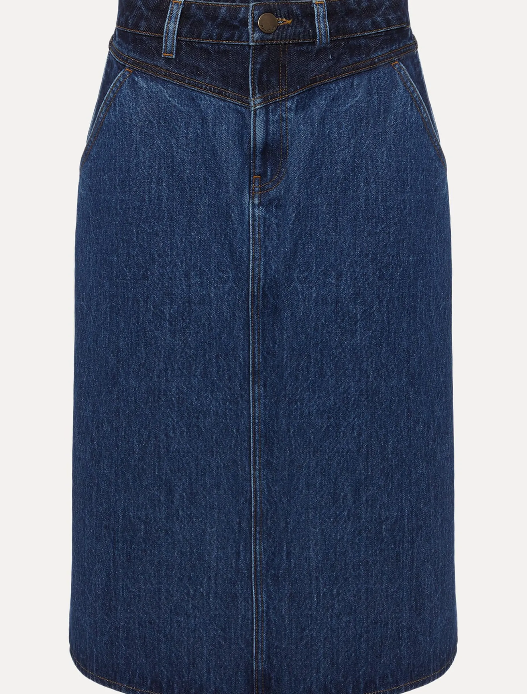 Delta Two Tone Denim Midi Skirt