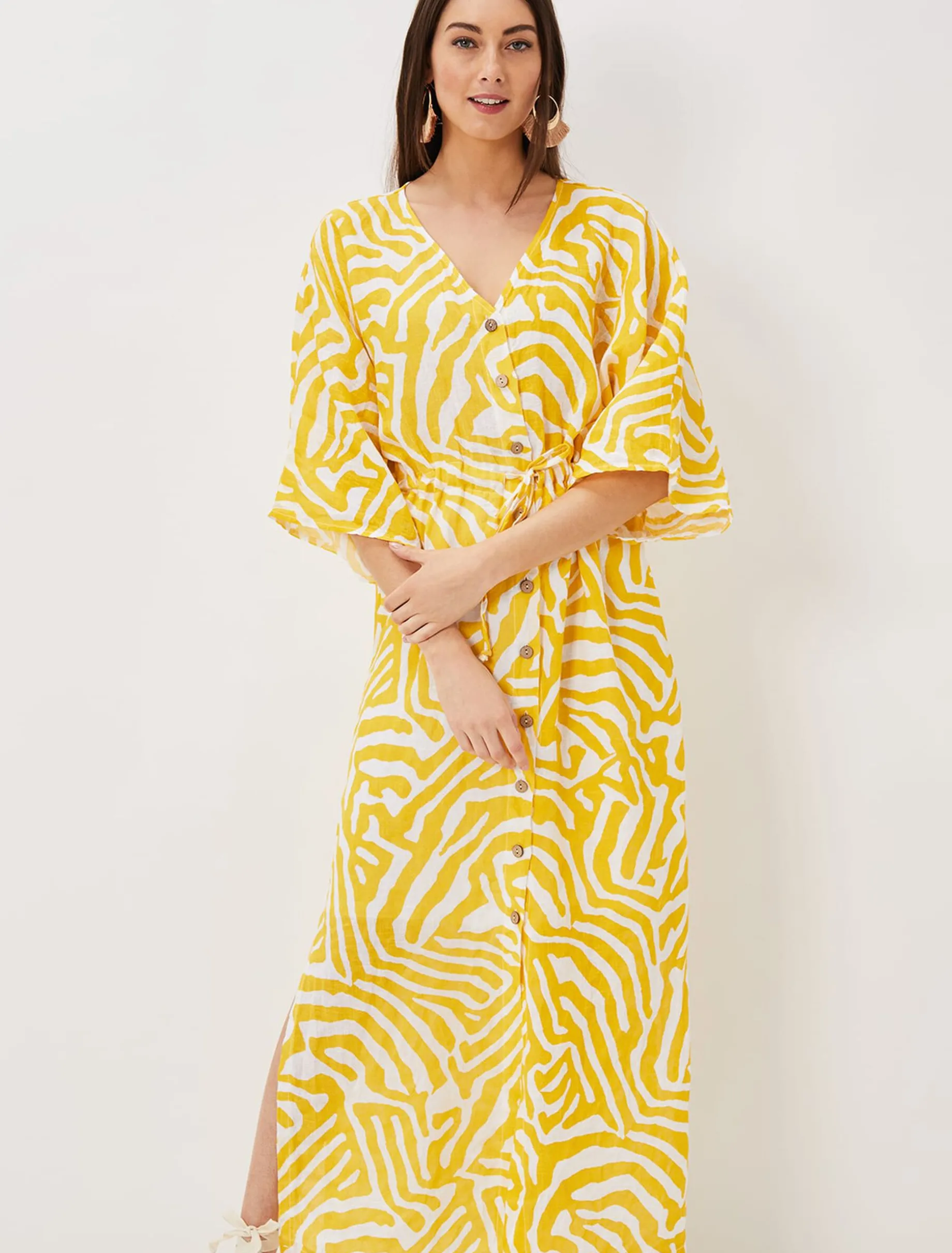 Dena Linen Zebra Print Maxi Dress