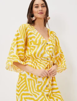 Dena Linen Zebra Print Maxi Dress