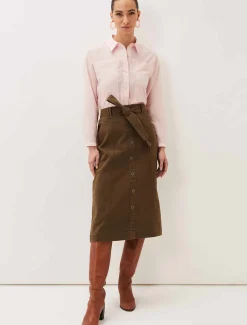 Dina Denim Belted Midi Skirt