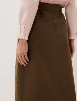 Dina Denim Belted Midi Skirt