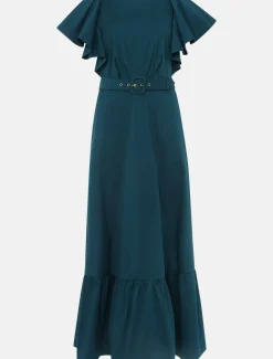 Dinah Frill Sleeve Belted Maxi Dress