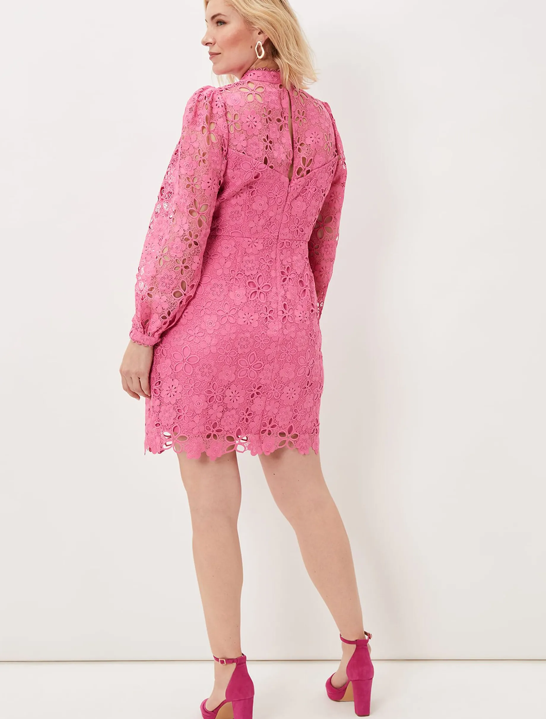 Doris Guipure Lace Highneck Dress