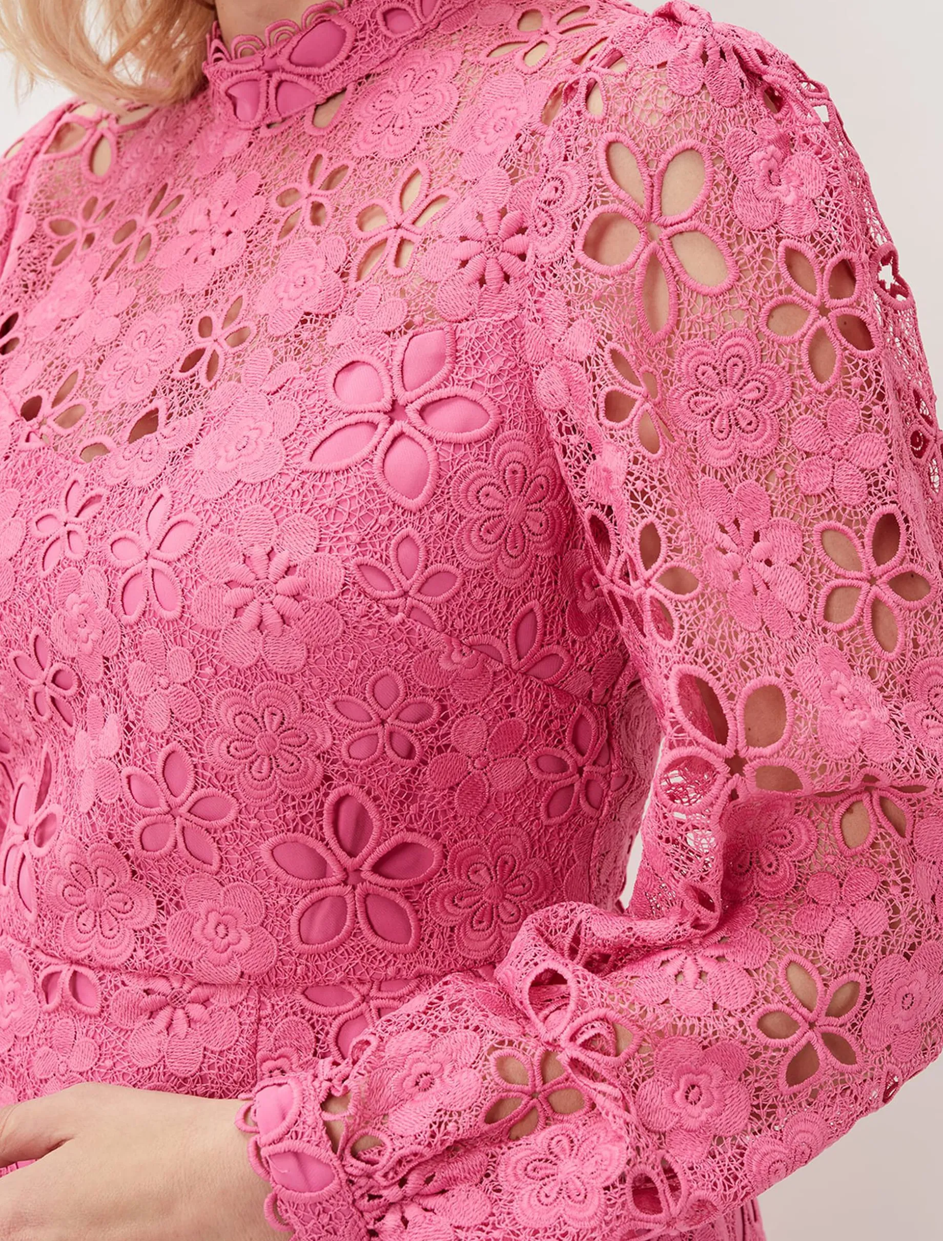 Doris Guipure Lace Highneck Dress