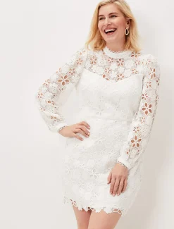 Doris Guipure Lace Highneck Dress