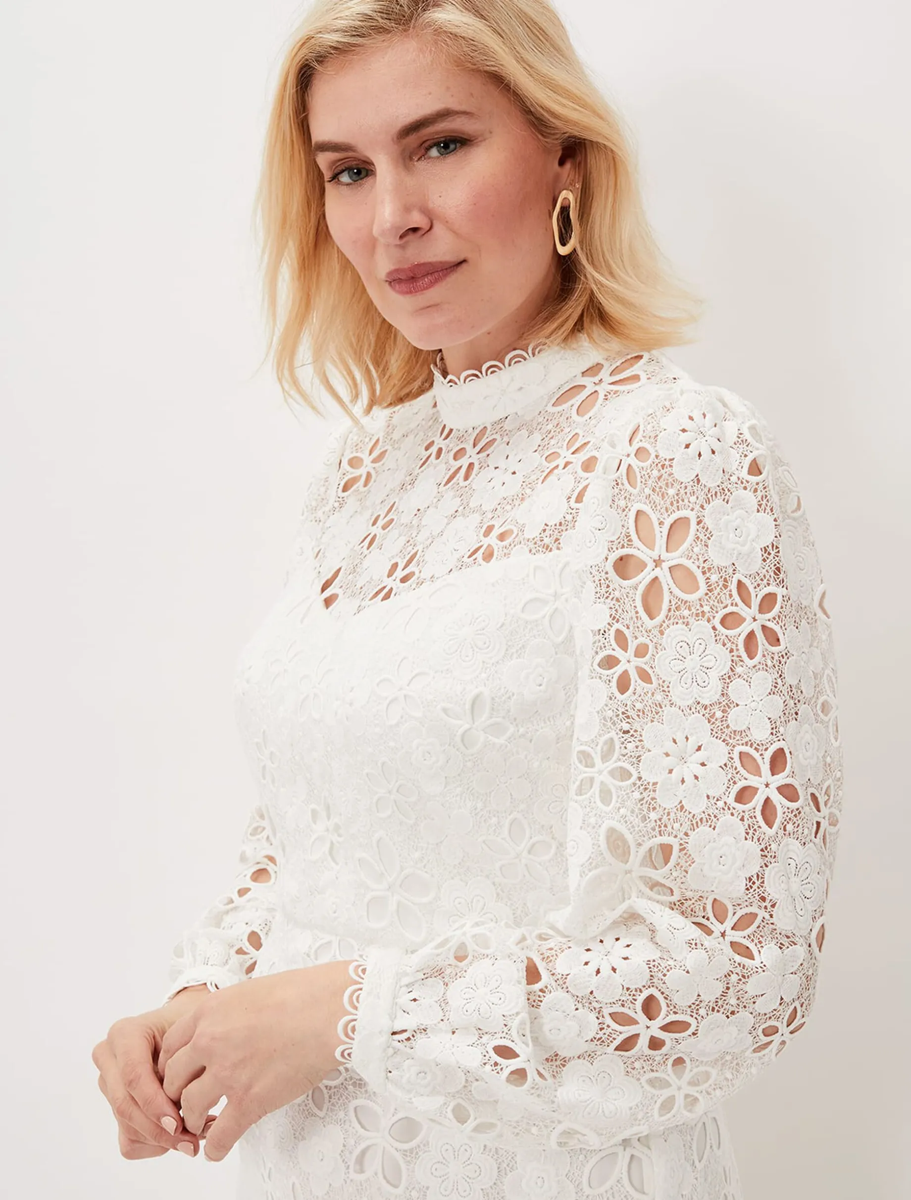 Doris Guipure Lace Highneck Dress