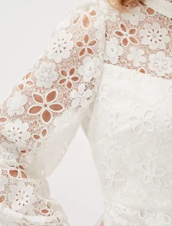 Doris Guipure Lace Highneck Dress