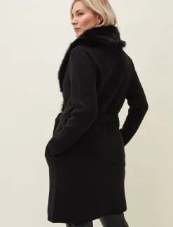 Edessa Fur Collar Wrap Coat